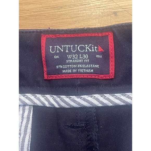 Untuckit Chino Casual Pants Navy Blue Mens 32x30 Straight Fit Pockets Polyester - Picture 6 of 7